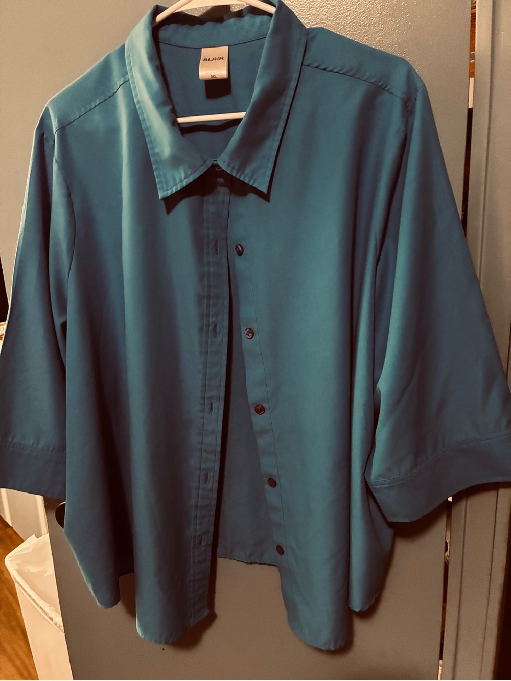 Blair Blue Short-Sleeve Button-Up Blouse